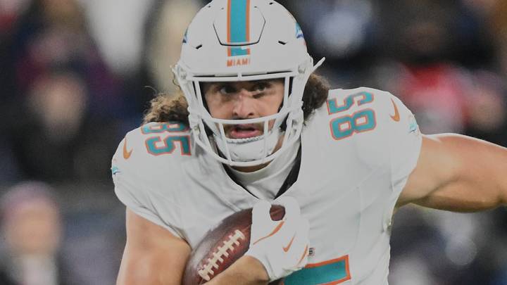 Miami Dolphins tight end Greg Dulcich Miami Dolphins tight end Greg Dulcich