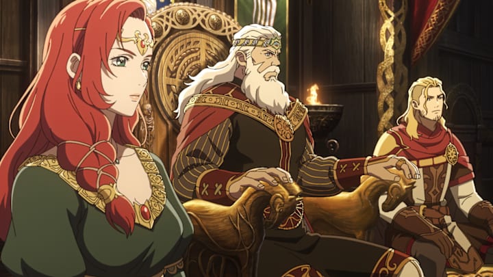 (L-r) HÉRA Voiced by GAIA WISE, HELM HAMMERHAND voiced by BRIAN COX, HALETH Voiced by BENJAMIN WAINWRIGHT and HAMA voiced by YAZDAN QAFOURI in New Line Cinema’s and Warner Bros. Animation’s epic anime adventure “THE LORD OF THE RINGS: THE WAR OF THE ROHIRRIM,” a Warner Bros. Pictures release.
