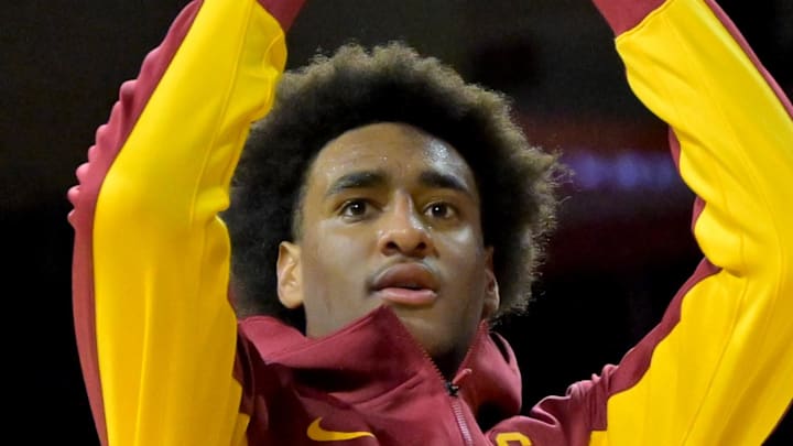 Dec 21, 2025; Los Angeles, California, USA; USC Trojans guard Alijah Arenas (0) warms up prior to the game against the UC Santa Cruz Banana Slugs at Galen Center. Mandatory Credit: Jayne Kamin-Oncea-Imagn Images Dec 21, 2025; Los Angeles, California, USA; USC Trojans guard Alijah Arenas (0) warms up prior to the game against the UC Santa Cruz Banana Slugs at Galen Center. Mandatory Credit: Jayne Kamin-Oncea-Imagn Images