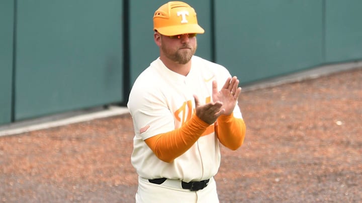 Tennessee baseball assistant coach Josh Elander during the NCAA baseball game between Tennessee and Alabama in Knoxville, Tenn. on Sunday, April 17, 2022.
Kns Us Base Alabama Tennessee baseball assistant coach Josh Elander during the NCAA baseball game between Tennessee and Alabama in Knoxville, Tenn. on Sunday, April 17, 2022.
Kns Us Base Alabama