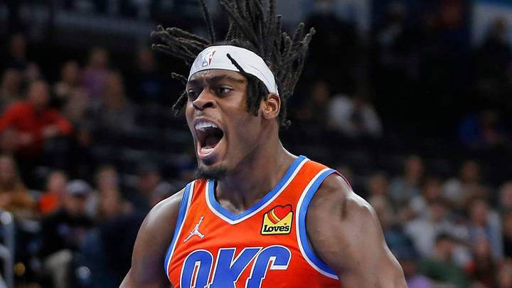 OKC's Lu Dort (5) celebrates after a basket against Utah on Nov. 24 at Paycom Center OKC's Lu Dort (5) celebrates after a basket against Utah on Nov. 24 at Paycom Center