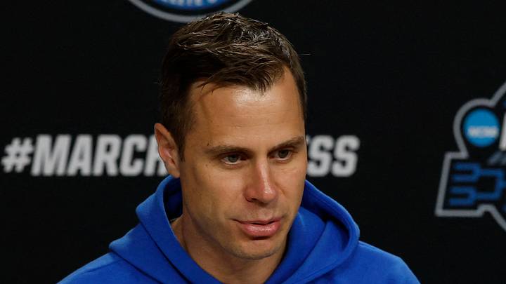 Mar 26, 2026; Washington, DC, USA; Duke Blue Devils head coach Jon Scheyer speaks with the media during a press conference ahead of the east regional of the men's 2026 NCAA Tournament at Capital One Arena. Mandatory Credit: Geoff Burke-Imagn Images Mar 26, 2026; Washington, DC, USA; Duke Blue Devils head coach Jon Scheyer speaks with the media during a press conference ahead of the east regional of the men's 2026 NCAA Tournament at Capital One Arena. Mandatory Credit: Geoff Burke-Imagn Images