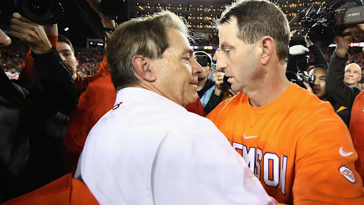 One writer thinks Dabo Swinney can bring Nick Saban back to college football as FSU's head coach