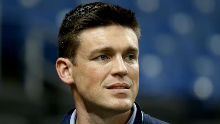 Oct 7, 2021; St. Petersburg, Florida, USA; Tampa Bay Rays general manager Erik Neander before game one of the 2021 ALDS at Tropicana Field. Oct 7, 2021; St. Petersburg, Florida, USA; Tampa Bay Rays general manager Erik Neander before game one of the 2021 ALDS at Tropicana Field.