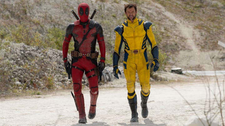 (L-R): Ryan Reynolds as Deadpool/Wade Wilson and Hugh Jackman as Wolverine/Logan 20th Century Studios/Marvel Studios' DEADPOOL & WOLVERINE. Photo by Jay Maidment. © 2024 20th Century Studios / © and ™ 2024 MARVEL.