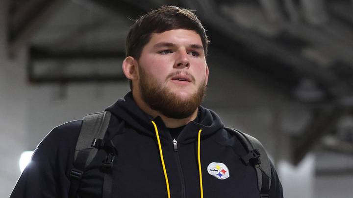 Oct 26, 2025; Pittsburgh, Pennsylvania, USA;  Pittsburgh Steelers center Zach Frazier (54) arrives at the stadium to play the Green Bay Packers at Acrisure Stadium. Mandatory Credit: Charles LeClaire-Imagn Images
