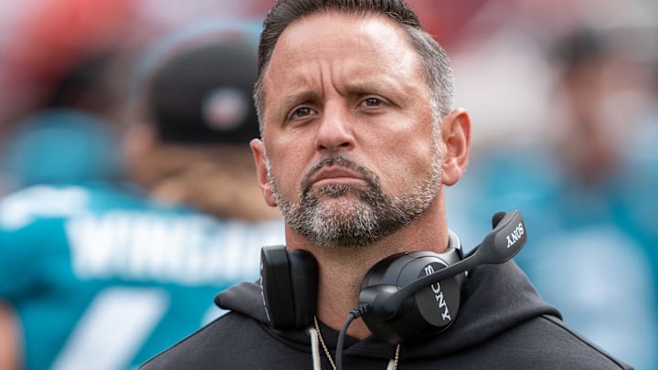 September 28, 2025; Santa Clara, California, USA; Jacksonville Jaguars defensive coordinator Anthony Campanile before the game against the San Francisco 49ers at Levi's Stadium. 