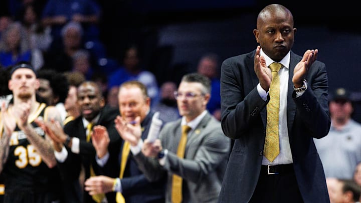 Jan 7, 2026; Lexington, Kentucky, USA; Missouri Tigers head coach Dennis Gates reacts on the sideline during the second half against the Kentucky Wildcats at Rupp Arena at Central Bank Center. Mandatory Credit: Jordan Prather-Imagn Images