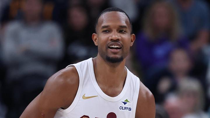 Mar 30, 2026; Salt Lake City, Utah, USA; Cleveland Cavaliers center Evan Mobley (4) reacts after a play against the Utah Jazz during the first half at Delta Center. Mandatory Credit: Rob Gray-Imagn Images