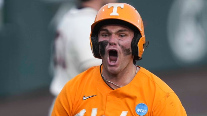 Tennessee infielder Gavin Kilen (6) yells