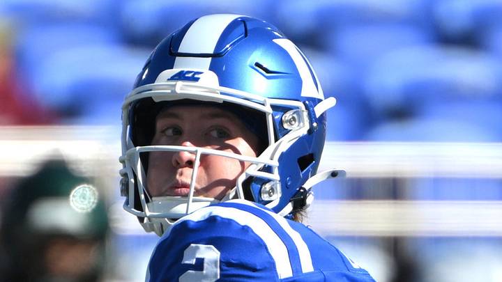 Sep 26, 2026; Durham, North Carolina, USA; Duke Blue Devils quarter back Walker Eget (2) looks to pass during the first quarter against the William & Mary Tribe at Wallace Wade Stadium. Mandatory Credit: Zachary Taft-Imagn Images Sep 26, 2026; Durham, North Carolina, USA; Duke Blue Devils quarter back Walker Eget (2) looks to pass during the first quarter against the William & Mary Tribe at Wallace Wade Stadium. Mandatory Credit: Zachary Taft-Imagn Images
