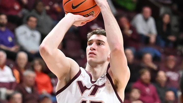 Mar 3, 2026; Blacksburg, Virginia, USA; Virginia Tech Hokies guard Neoklis Avdalas (17) shoots a shot as Boston College Eagles guard Fred Payne (5) defends during the second half at Cassell Coliseum. Mandatory Credit: Brian Bishop-Imagn Images Mar 3, 2026; Blacksburg, Virginia, USA; Virginia Tech Hokies guard Neoklis Avdalas (17) shoots a shot as Boston College Eagles guard Fred Payne (5) defends during the second half at Cassell Coliseum. Mandatory Credit: Brian Bishop-Imagn Images