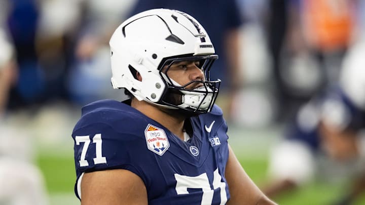 Former Penn State Nittany Lions offensive lineman Olaivavega Ioane (71) against the Boise State Broncos 