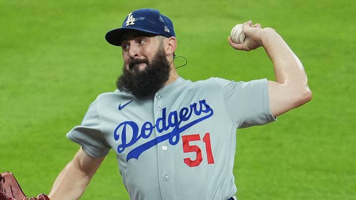Oct 7, 2026; Cumberland, Georgia, USA; Los Angeles Dodgers pitcher Alex Vesia (51) pitches against the Atlanta Braves during the fifth inning in game four of the NLDS for the 2026 MLB Playoffs at Truist Park. Mandatory Credit: Dale Zanine-Imagn Images Oct 7, 2026; Cumberland, Georgia, USA; Los Angeles Dodgers pitcher Alex Vesia (51) pitches against the Atlanta Braves during the fifth inning in game four of the NLDS for the 2026 MLB Playoffs at Truist Park. Mandatory Credit: Dale Zanine-Imagn Images