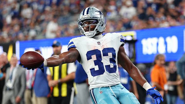 Dallas Cowboys running back Javonte Williams carries the ball for a touchdown against the New York Giants at MetLife Stadium. Dallas Cowboys running back Javonte Williams carries the ball for a touchdown against the New York Giants at MetLife Stadium.