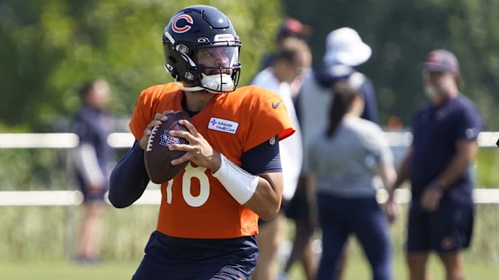Bears QB Caleb Williams has made some blunders during practice. 