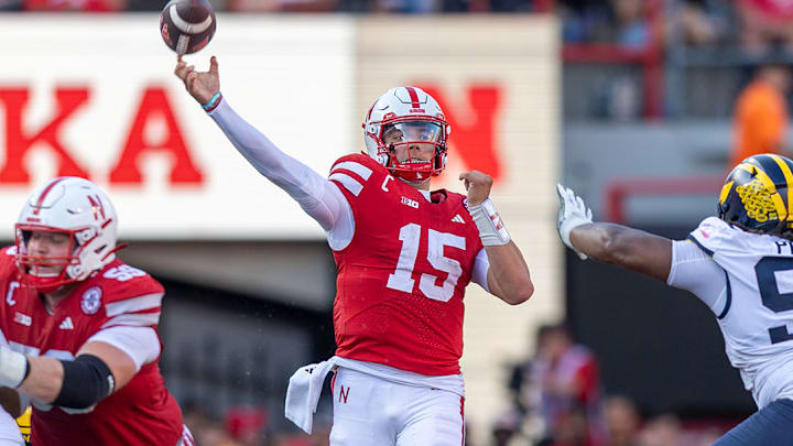 Nebraska quarterback Dylan Raiola. Nebraska quarterback Dylan Raiola.