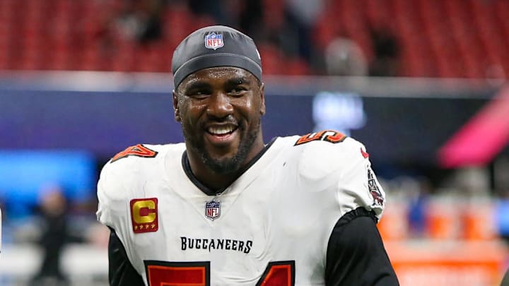 Tampa Bay Buccaneers linebacker Lavonte David celebrates after a victory against the Atlanta Falcons.