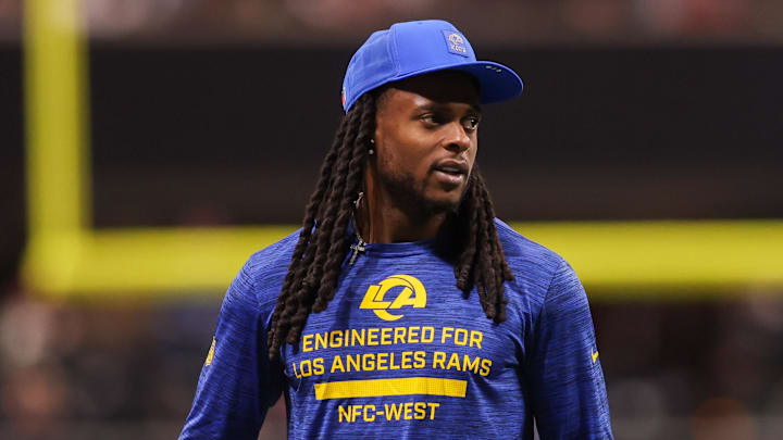 Dec 29, 2025; Atlanta, Georgia, USA; Los Angeles Rams wide receiver Davante Adams (17) on the sideline against the Atlanta Falcons in the third quarter at Mercedes-Benz Stadium. Mandatory Credit: Brett Davis-Imagn Images Dec 29, 2025; Atlanta, Georgia, USA; Los Angeles Rams wide receiver Davante Adams (17) on the sideline against the Atlanta Falcons in the third quarter at Mercedes-Benz Stadium. Mandatory Credit: Brett Davis-Imagn Images