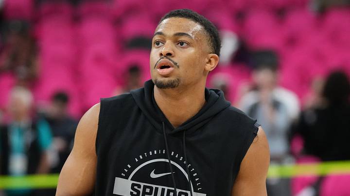 May 22, 2026; San Antonio, Texas, USA; San Antonio Spurs forward Keldon Johnson (3) practices before game three of the western conference finals for the 2026 NBA playoffs at Frost Bank Center. Mandatory Credit: Scott Wachter-Imagn Images