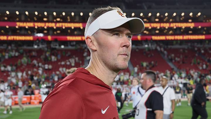 Sep 26, 2026; Los Angeles, California, USA; USC Trojans head coach Lincoln Riley walks off the field after the game against the Oregon Ducks at United Airlines Field at Los Angeles Memorial Coliseum. Mandatory Credit: Kiyoshi Mio-Imagn Images Sep 26, 2026; Los Angeles, California, USA; USC Trojans head coach Lincoln Riley walks off the field after the game against the Oregon Ducks at United Airlines Field at Los Angeles Memorial Coliseum. Mandatory Credit: Kiyoshi Mio-Imagn Images
