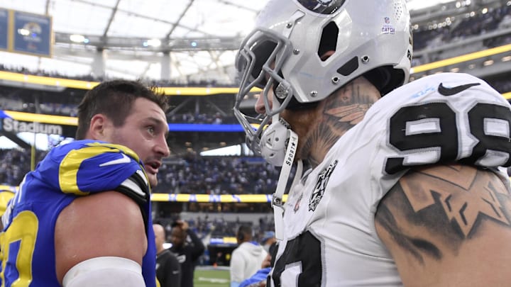 Las Vegas Raiders defensive end Maxx Crosby (98). Mandatory Credit: Alex Gallardo-Imagn Images