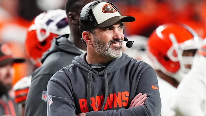 Dec 2, 2024; Denver, Colorado, USA; Cleveland Browns head coach Kevin Stefanski during the second quarter against the Denver Broncos at Empower Field at Mile High. Mandatory Credit: Ron Chenoy-Imagn Images