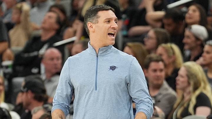 May 24, 2026; San Antonio, Texas, USA; Oklahoma City Thunder head coach Mark Daigneault reacts in the fourth quarter against the San Antonio Spurs during game four of the western conference finals for the 2026 NBA playoffs at Frost Bank Center. Mandatory Credit: Daniel Dunn-Imagn Images May 24, 2026; San Antonio, Texas, USA; Oklahoma City Thunder head coach Mark Daigneault reacts in the fourth quarter against the San Antonio Spurs during game four of the western conference finals for the 2026 NBA playoffs at Frost Bank Center. Mandatory Credit: Daniel Dunn-Imagn Images