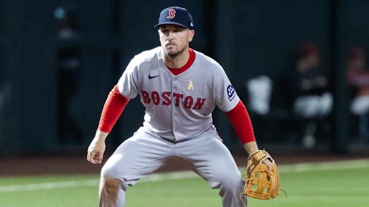 Sep 7, 2025; Phoenix, Arizona, USA; Boston Red Sox third baseman Alex Bregman against the Arizona Diamondbacks at Chase Field. Mandatory Credit: Mark J. Rebilas-Imagn Images