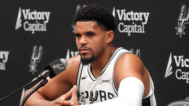 Sep 28, 2026; San Antonio, TX, USA; San Antonio Spurs forward Tobias Harris (23) answers questions from the media during Media Day at Victory Capital Performance Center in San Antonio, Texas. Mandatory Credit: Scott Wachter-Imagn Images Sep 28, 2026; San Antonio, TX, USA; San Antonio Spurs forward Tobias Harris (23) answers questions from the media during Media Day at Victory Capital Performance Center in San Antonio, Texas. Mandatory Credit: Scott Wachter-Imagn Images