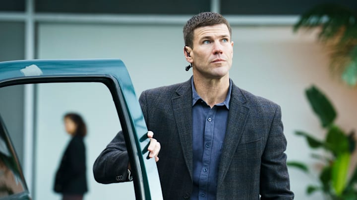 "Who’s Gonna Drive You Home?" -- Coverage of the CBS Original Series NCIS: ORIGINS, scheduled to air April 21 (9:00-10:00 PM, ET/PT) on the CBS Television Network. Pictured: Austin Stowell as Leroy Jethro Gibbs