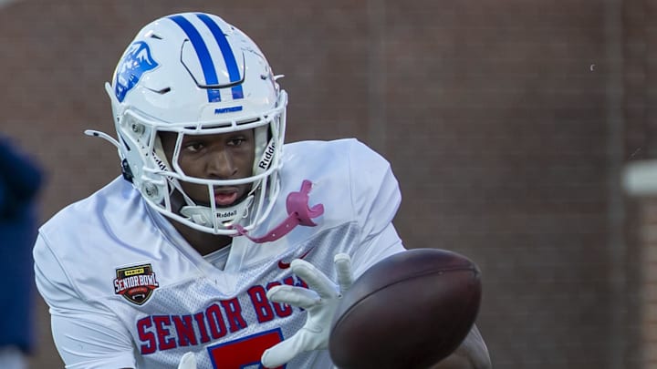 Georgia State receiver Ted Hurst catches a pass during Senior Bowl practice.