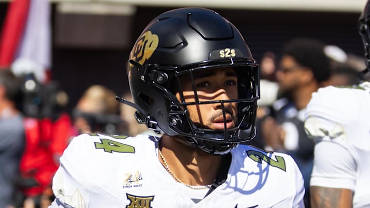 Oct 19, 2024; Tucson, Arizona, USA; Colorado Buffalos cornerback Preston Hodge (24) against the Arizona Wildcats at Arizona Stadium. Mandatory Credit: Mark J. Rebilas-Imagn Images