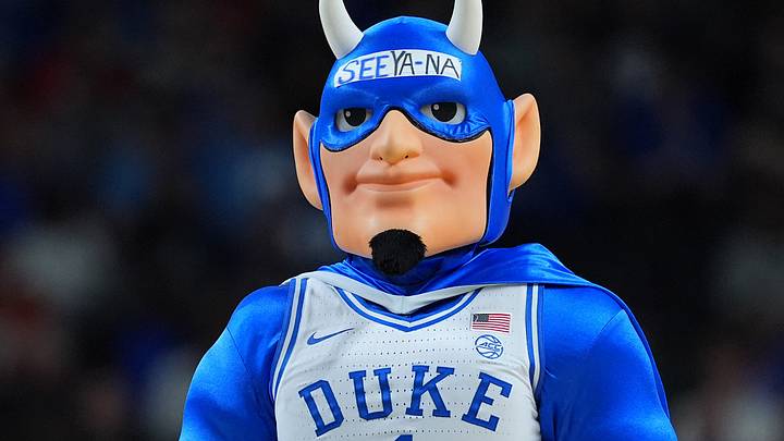 Mar 19, 2026; Greenville, SC, USA; The Duke Blue Devils mascot performs in the first half during a first round game of the men's 2026 NCAA Tournament at Bon Secours Wellness Arena. Mandatory Credit: Jim Dedmon-Imagn Images Mar 19, 2026; Greenville, SC, USA; The Duke Blue Devils mascot performs in the first half during a first round game of the men's 2026 NCAA Tournament at Bon Secours Wellness Arena. Mandatory Credit: Jim Dedmon-Imagn Images