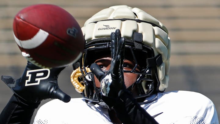Purdue Boilermakers defensive back Smiley Bradford (6) catches a pass 
