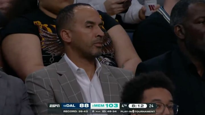 Mavs general manager Harrison looks on against the Memphis Grizzlies