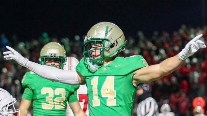 Buford, Georgia 3-star safety Jax Pope celebrates play during 2024 season.
