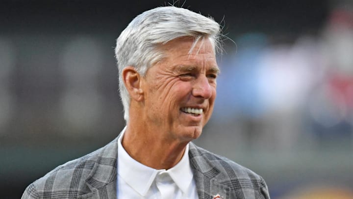 Apr 10, 2023; Philadelphia, Pennsylvania, USA; Philadelphia Phillies President of Baseball Operations Dave Dombrowski before game against the Miami Marlins at Citizens Bank Park Apr 10, 2023; Philadelphia, Pennsylvania, USA; Philadelphia Phillies President of Baseball Operations Dave Dombrowski before game against the Miami Marlins at Citizens Bank Park