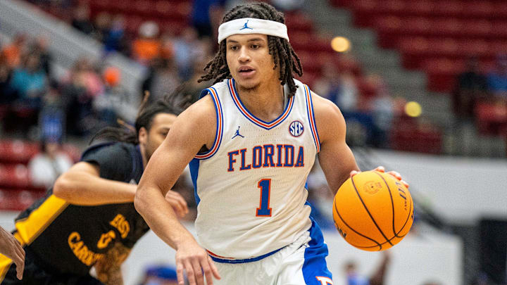 Florida guard Walter Clayton Jr. drives to the basket against East Carolina on Thursday night at the