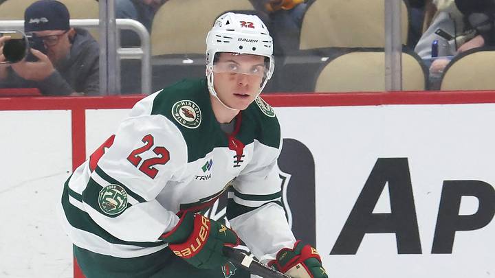 Nov 21, 2025; Pittsburgh, Pennsylvania, USA; Minnesota Wild right wing Danila Yurov (22) handles the puck against the Pittsburgh Penguins during the first period at PPG Paints Arena. Mandatory Credit: Charles LeClaire-Imagn Images Nov 21, 2025; Pittsburgh, Pennsylvania, USA; Minnesota Wild right wing Danila Yurov (22) handles the puck against the Pittsburgh Penguins during the first period at PPG Paints Arena. Mandatory Credit: Charles LeClaire-Imagn Images