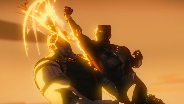 (L-R) Zombie Thanos and Black Panther in Marvel Television's MARVEL ZOMBIES exclusively on Disney+. Photo courtesy of Marvel Television. © 2025 MARVEL.