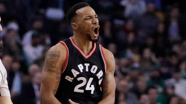 Toronto Raptors guard Norman Powell (24) reacts (Mandatory Credit: David Butler II-USA TODAY Sports) Toronto Raptors guard Norman Powell (24) reacts (Mandatory Credit: David Butler II-USA TODAY Sports)
