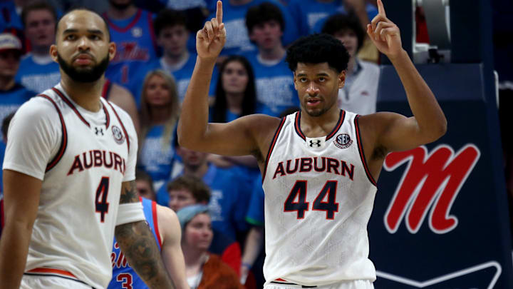 Auburn Tigers center Dylan Cardwell (44) led the team with 13 rebounds and chipped in 10 points in the Tigers 92-82 win over Ole Miss.