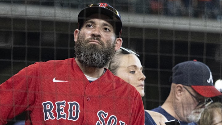 A Boston Red Sox fan reacts as the team struggles to score against the Houston Astros in the seventh inning at Minute Maid Park.