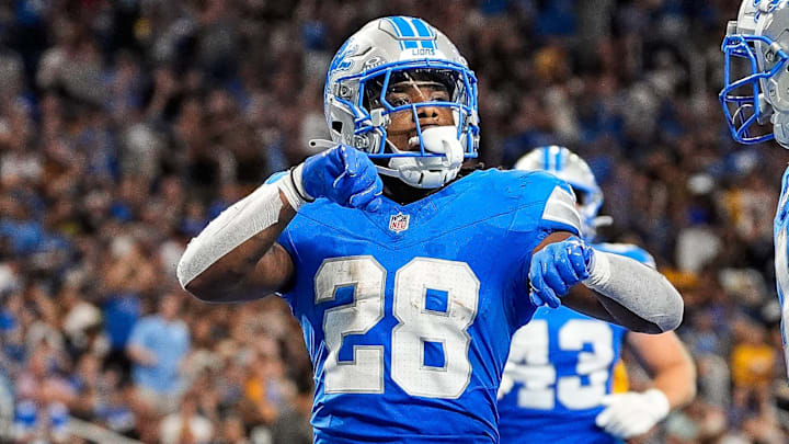 Detroit Lions running back Jermar Jefferson (28).