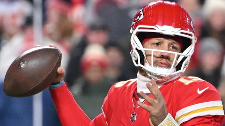 Dec 7, 2025; Kansas City, Missouri, USA; Kansas City Chiefs quarterback Patrick Mahomes (15) throws a pass during the second quarter against the Houston Texans at GEHA Field at Arrowhead Stadium. Mandatory Credit: Amy Kontras-Imagn Images | Amy Kontras-Imagn Images