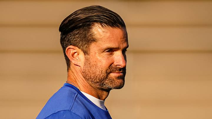 Nov 8, 2025; East Hartford, Connecticut, USA; Duke Blue Devils head coach Manny Diaz on the field before the start of the game against the UConn Huskies at Pratt & Whitney Stadium at Rentschler Field. Mandatory Credit: David Butler II-Imagn Images
