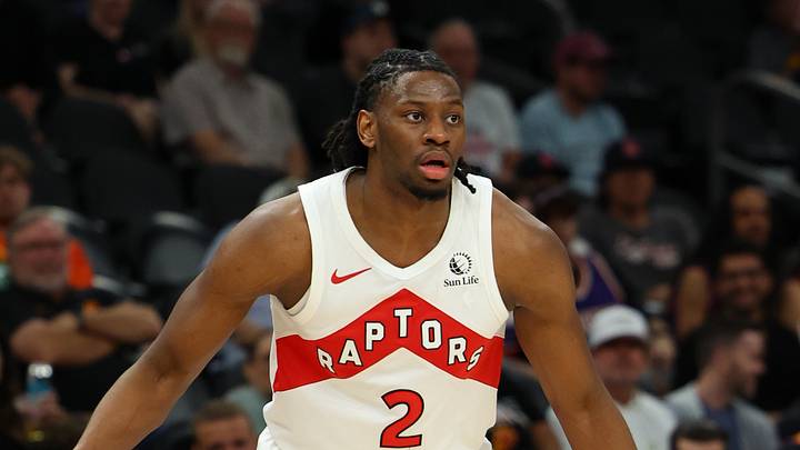 Mar 22, 2026; Phoenix, Arizona, USA; Toronto Raptors forward Jonathan Mogbo (2) dribbles against Phoenix Suns guard Jamaree Bouyea (17) during the fourth quarter at Mortgage Matchup Center. Mandatory Credit: Anna Carrington-Imagn Images Mar 22, 2026; Phoenix, Arizona, USA; Toronto Raptors forward Jonathan Mogbo (2) dribbles against Phoenix Suns guard Jamaree Bouyea (17) during the fourth quarter at Mortgage Matchup Center. Mandatory Credit: Anna Carrington-Imagn Images