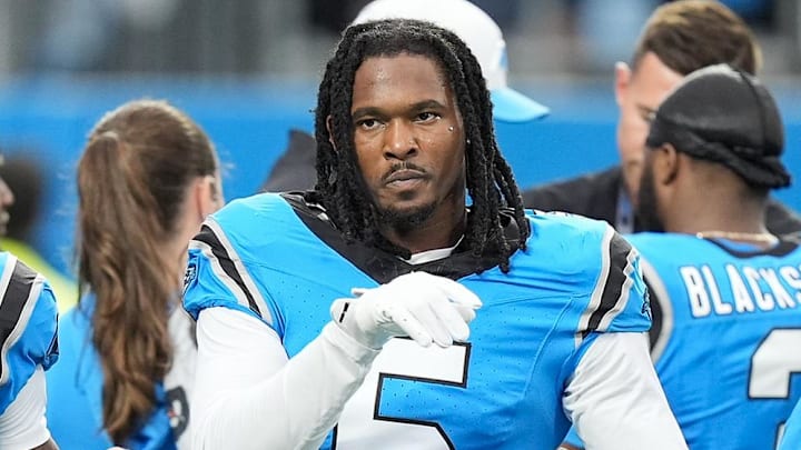 Carolina Panthers running back Rico Dowdle during Fanfest at Bank of America Stadium.