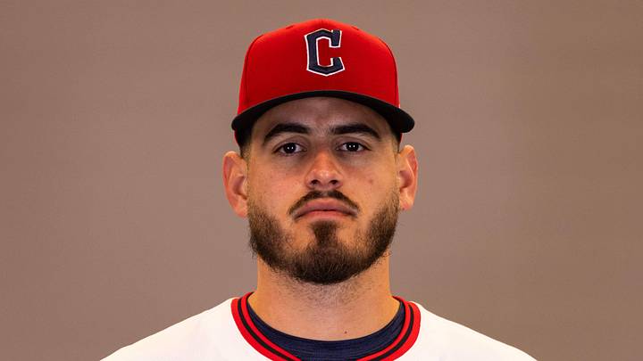 Feb 19, 2026; Goodyear, AZ, USA; Cleveland Guardians pitcher Franco Aleman (92) during media day in Goodyear. Mandatory Credit: Arianna Grainey-Imagn Images